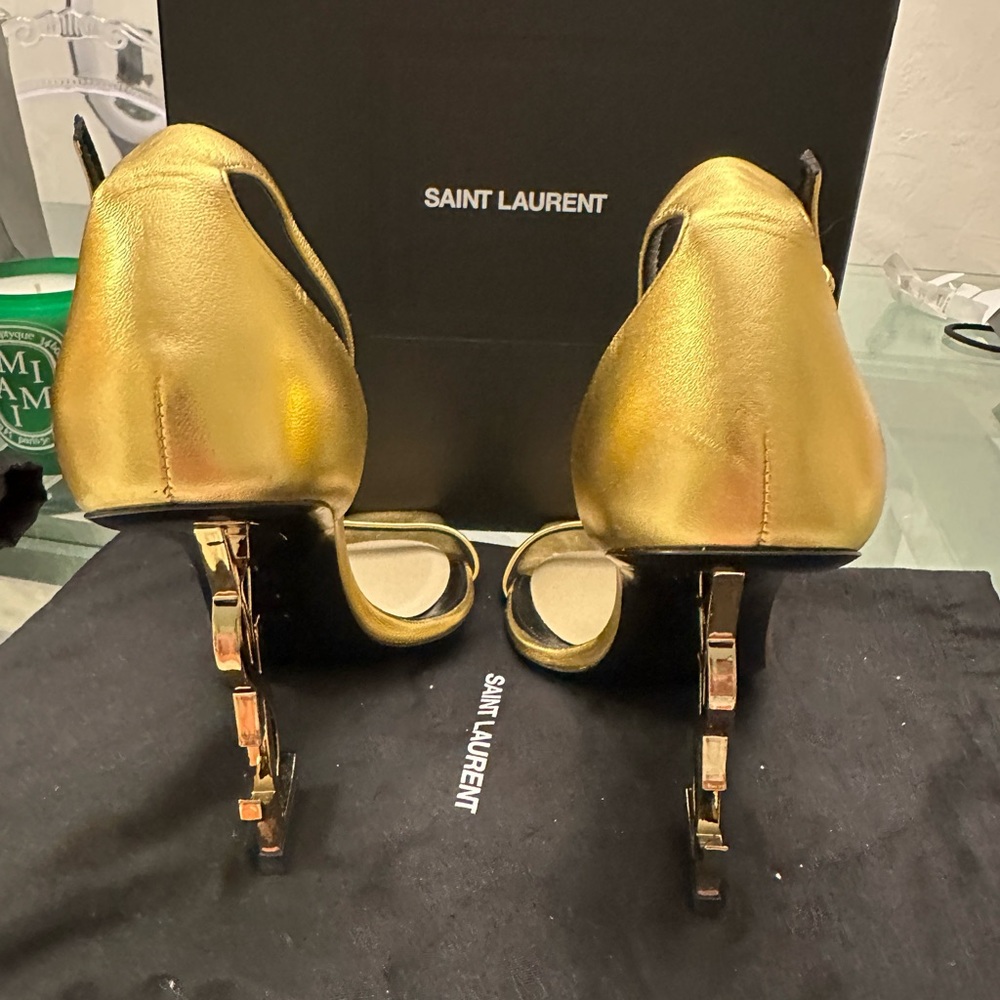 YSL Saint Laurent OPYUM GOLD Heels. Size 39 - Picture 11 of 14